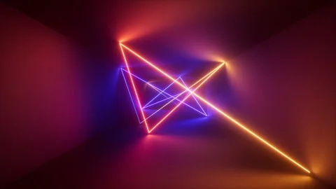 Looping 3d animation, tangled lines glow with neon light and change colors Vídeo Stock 307829308