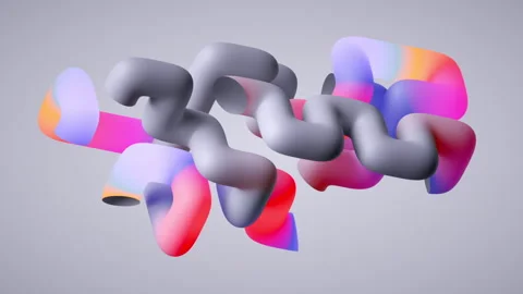 Looping 3d animation, transformation of multicolored tubes Stock Footage 307382125