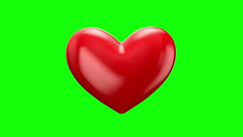 Looping 3D Beating Red Heart Animation on green Background. Stock Footage 340105417