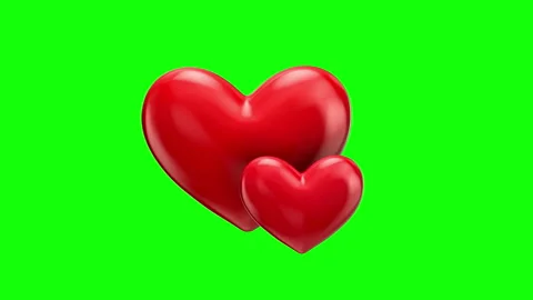 Looping 3D Beating Red Hearts Animation on Green Screen Stock Footage 337889305
