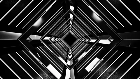 Looping 3D CG tunnel animation a sci-fi-style geometric metallic space Stock Footage 341878426