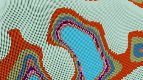 Looping 3D Dots Animation with Retro Style Stock Footage 135709806