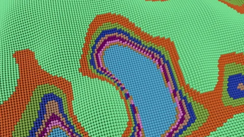 Looping 3D Dots Animation with Retro Style Stock Footage 135742794