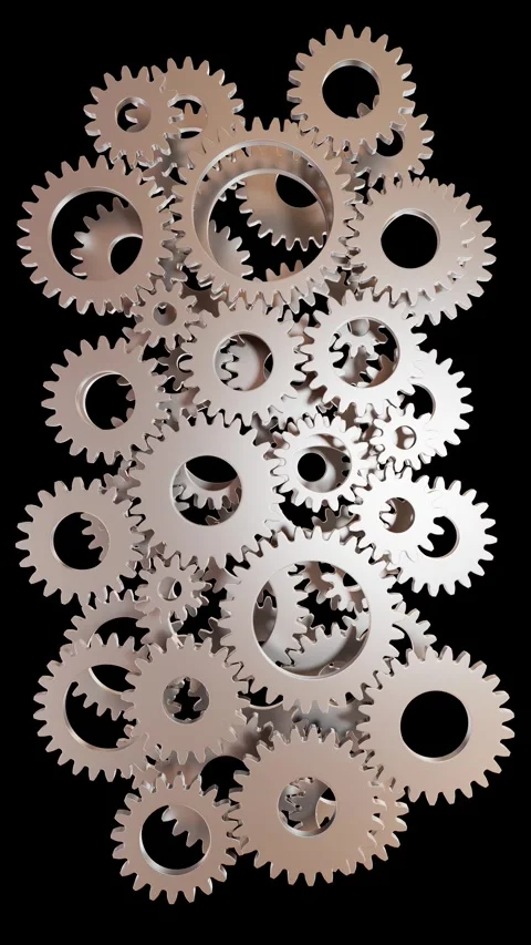 Looping 3D Gears Animation, Vertical. Stock Footage 335987437
