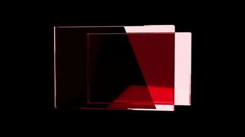 Looping 3d motion graphics. Glass iridescent square plates shape with refraction Video stock 295334332