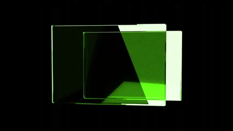Looping 3d motion graphics. Glass iridescent square plates shape with refraction Video stock 295334491
