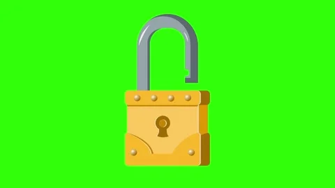 Looping 3D Yellow Padlock Opening and Closing Stock Footage 325387762