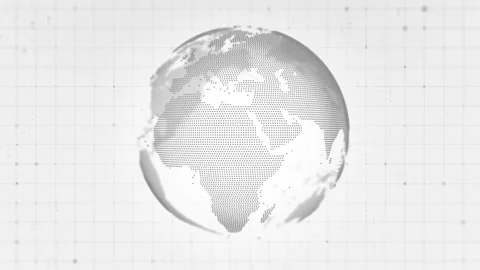 Looping 4K Digital Earth Globe Made of Dots on White Grid Background Video stock 324894193
