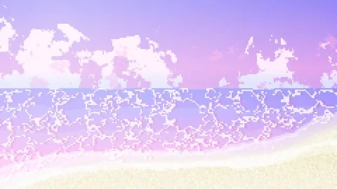 Looping 8bit Retro Pixel Beach Background with Purple Sky Stock-Footage 337980347