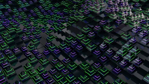 Looping Abstract 3D color reflective pyramid animation.Waving surface Stock-Footage 168468532