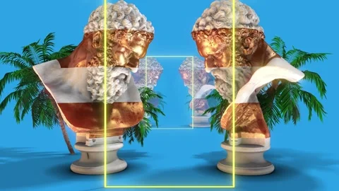 Looping Abstract Bearded Busts Stock Footage 264312012