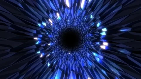 Looping abstract blue crystal tunnel background Video stock 345814404