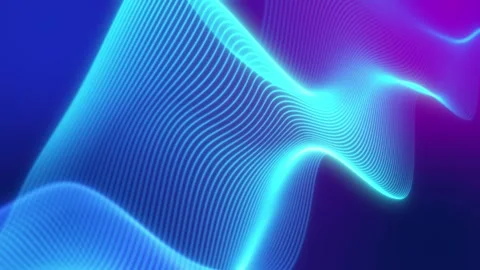 Looping Abstract Blue Neon Digital Wave and Flowing Lines Stock-Footage 345815084