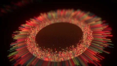 Looping Abstract Concentric Digital Data Ring Wave Background Stock Footage 273831932