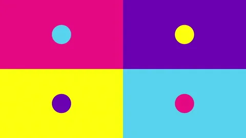 Looping abstract geometric animation with bold colors and abstract shapes Video stock 313063189