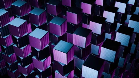 Looping Abstract Geometric Cubes Motion Graphics Background - Dynamic Blue .. Stock Footage 329655753