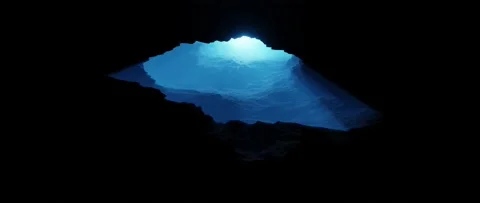 Looping abstract huge deep sea subterranean blue glowing cavern. Stock Footage 149440401