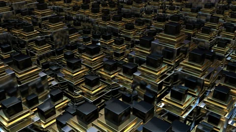 Looping abstract metal elements animation.Screensaver. Video stock 158277971