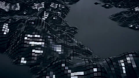 Looping abstract metal elements animation.Screensaver.Metal. Dark. 3D geometric Stock Footage 246013636