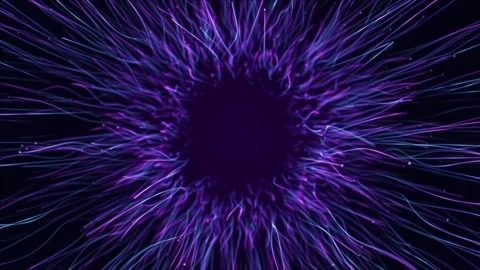 Looping Abstract Purple Neural Network Energy Vortex with Glowing Particles Stock Footage 327456187