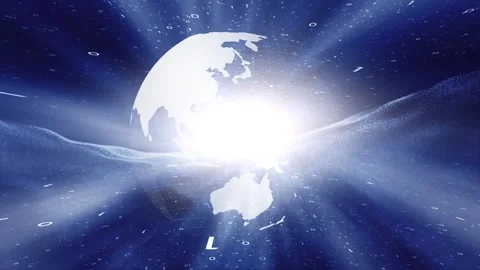 Looping abstract shiny earth sphere with binary data motion Stock Footage 334081133