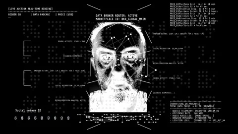 Looping AI Facial Recognition Interface for Cybersecurity and Digital Stock Footage 340856951