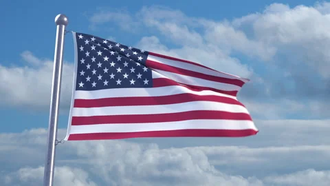 Looping American flag on flagpole Stock Footage 290900961