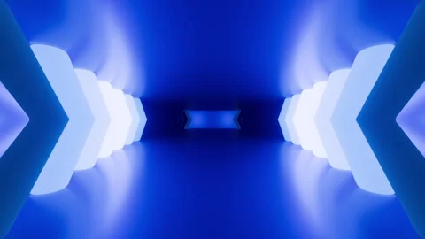 Looping animated 3d background. Arrows glow with bright white neon light Stock Footage 302798554