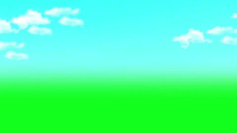 Looping Animated Blue Sky With White Moving Clouds And Green Field Backgroun Stock Footage 341587503