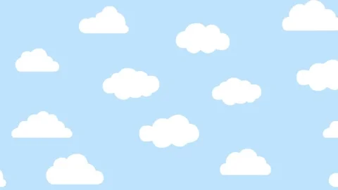 Looping animated cartoon clouds background over a clear blue sky Stock Footage 309541150