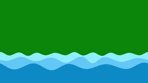 Looping Animated Cartoon sea waves on gr... | Stock Video | Pond5