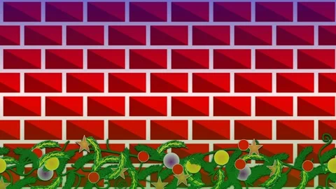 Looping animated of a Christmas background with brick and ornament decorations. Stock Footage 291050352