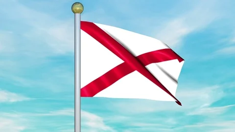 Looping Animated Flag of Alabama on a Pole Stock Footage 73575920