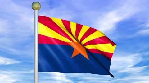 Looping Animated Flag of Arizona on a Pole Stock Footage 73604786