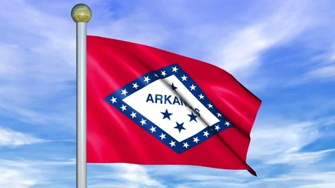 Looping Animated Flag of Arkansas on a Pole Stock Footage 73604780