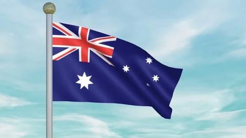 Looping Animated Flag of Australia on a Pole Stock Footage 73534285
