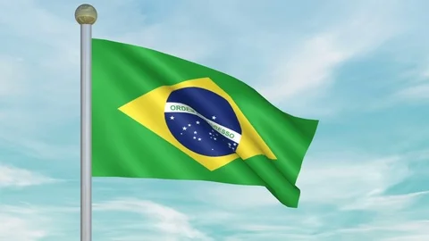 Looping Animated Flag of Brazil on a Pole Stock Footage 73534281