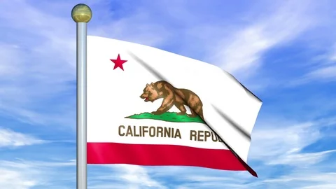 Looping Animated Flag of California on a Pole Stock Footage 73605069