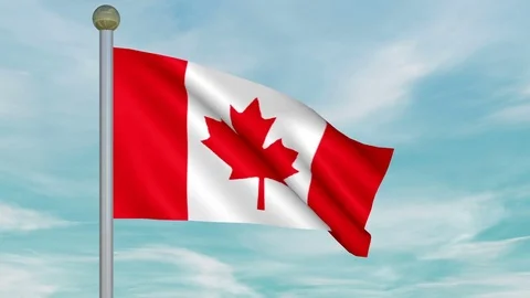 Looping Animated Flag of Canada on a Pole Stock Footage 73534388