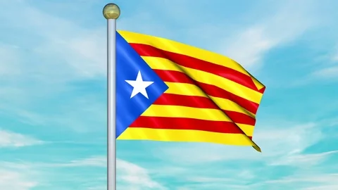 Looping Animated Flag of Catalonia on a Pole Stock Footage 73575446