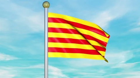 Looping Animated Flag of Catalonia on a Pole Stock Footage 73575447