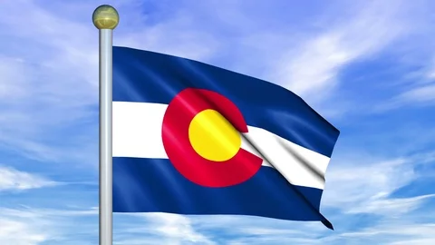 Looping Animated Flag of Colorado on a Pole Stock Footage 73605068