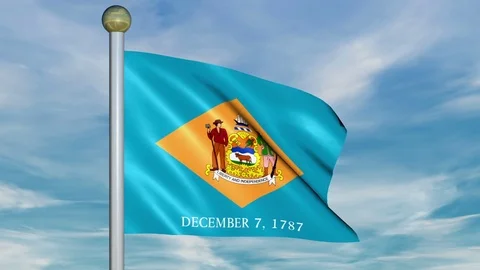 Looping Animated Flag of Delaware on a Pole Stock Footage 73605276