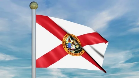Looping Animated Flag of Florida on a Pole Stock Footage 73605446