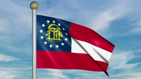 Looping Animated Flag of Georgia on a Pole Stock Footage 73615295