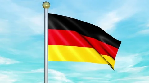 Looping Animated Flag of Germany on a Pole Stock Footage 73545321