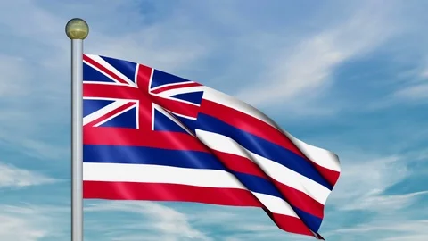 Looping Animated Flag of Hawaii on a Pole Stock Footage 73614801