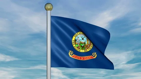 Looping Animated Flag of Idaho on a Pole Stock Footage 73605675