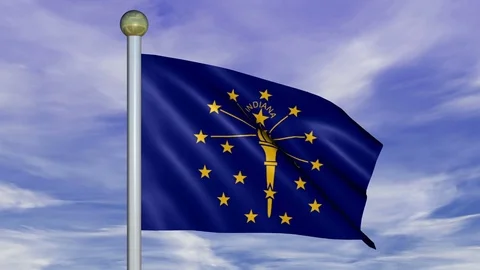 Looping Animated Flag of Indiana on a Pole Stock Footage 73605830