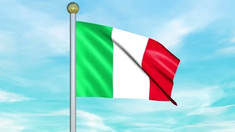 Looping Animated Flag of Italy on a Pole Stock Footage 73545639